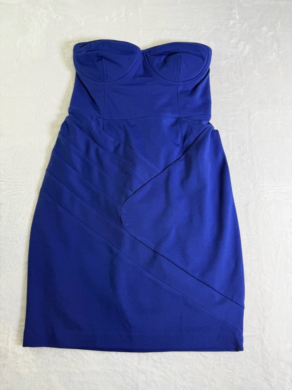 Express Fashion Star Strapless Royal Blue Bodycon Dress with cups and straps Y2k